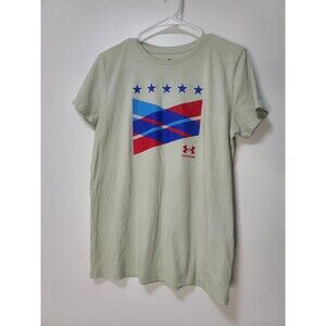 Under Armour Freedom Shirt Womens Large Green Short Sleeve Active Top T-shirt